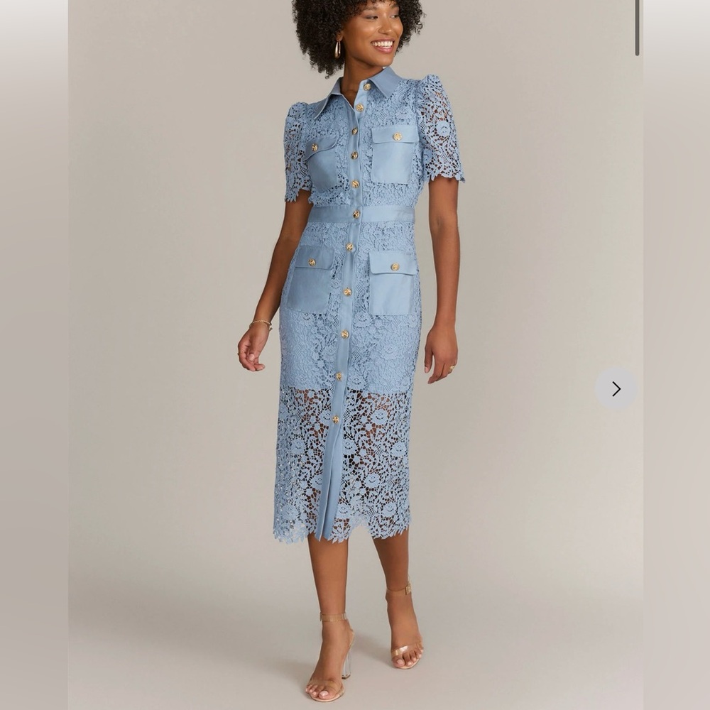 Lace Button Front Sheath Dress